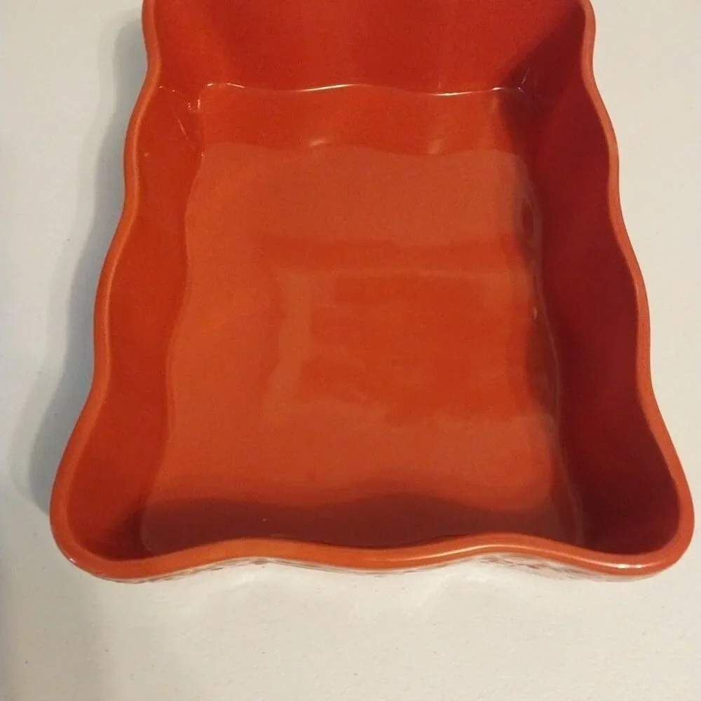 Temp-tations Red Fruit Basket 3 Pc Casserole Dish Set w Basket Trivet
